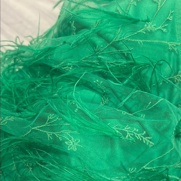 NOVA LUXE LAYLA Feather Mini Green Dress Sz M - Picture 7 of 8